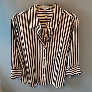 Black and White Striped Women's Top